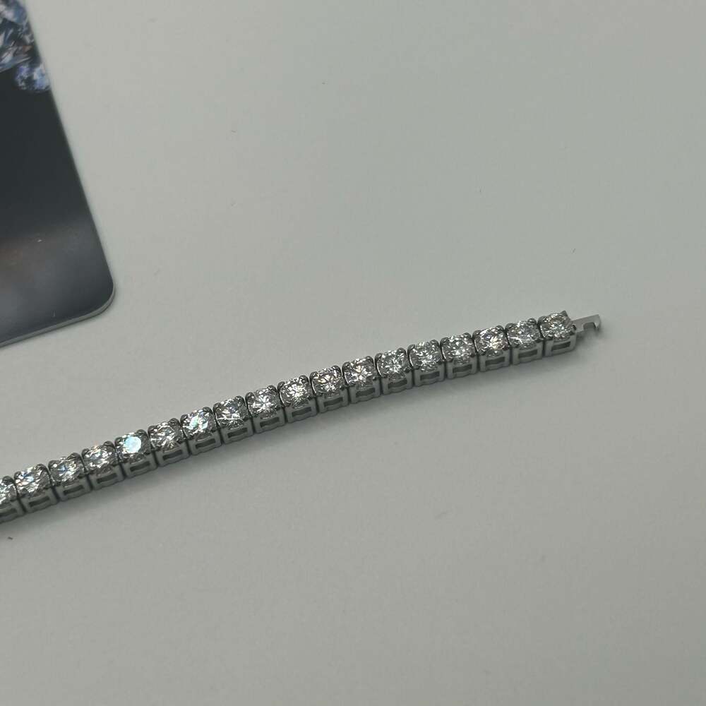 3mm Moissanite Silver Tennis Bracelet 8 Inch GRA Certified Passes Tester VVS1 - Picture 5 of 8